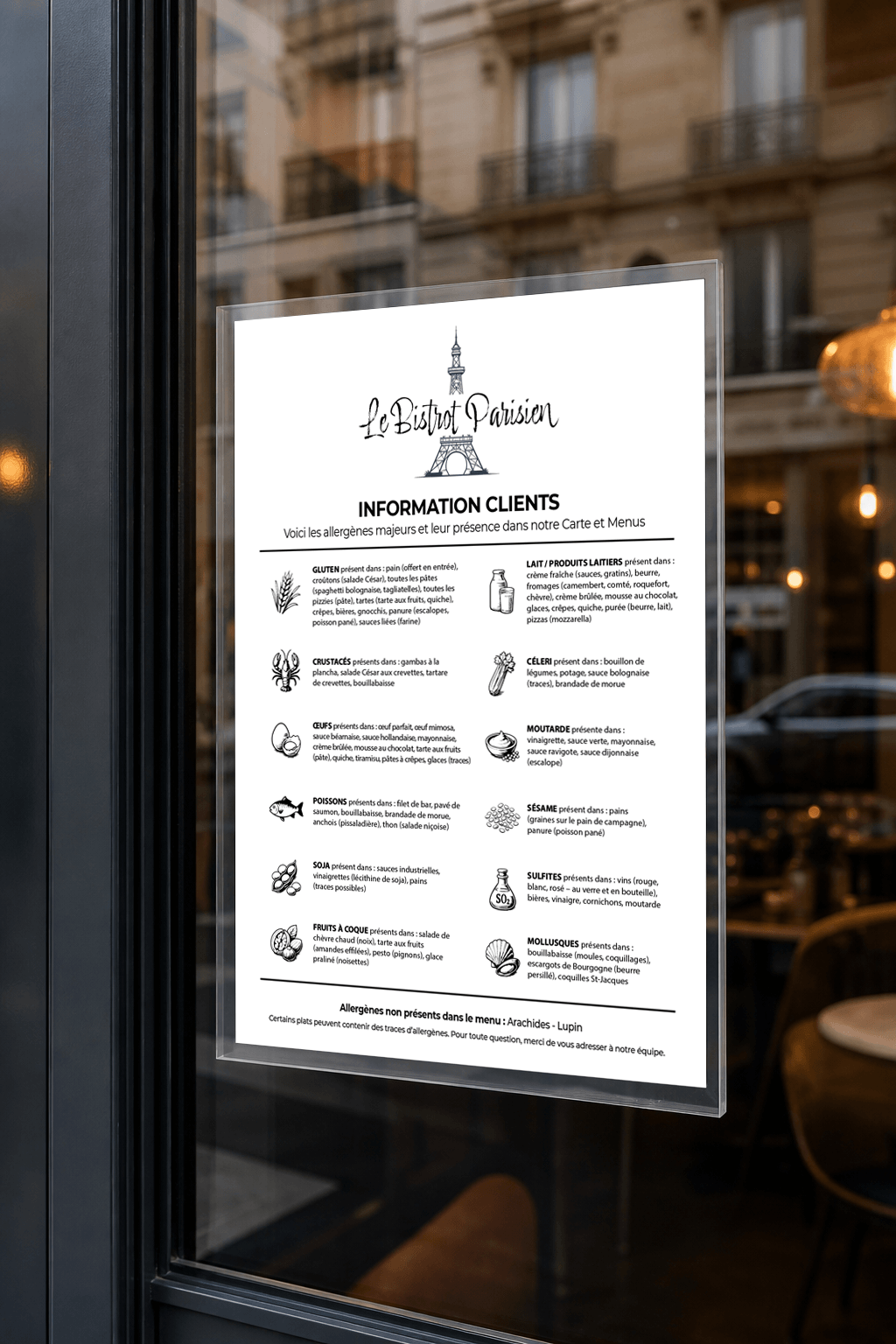 affiche allergènes - Brasserie Chez Paul